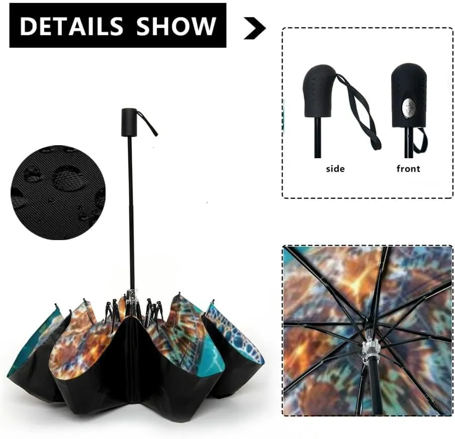 Travel Umbrella for Rain Windproof Green Sea Turtle near Coral Reef Bali Automatic Cute Portable Compact Umbrella for Women Purse Backpack Car Black Sun UV Protection