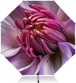 Travel Umbrella for Rain Windproof natural macro pink rose Automatic Cute Portable Compact Umbrella for Women Purse Backpack Car Black Sun UV Protection