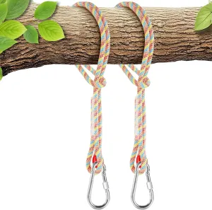 Tree Swing Ropes (Set of 2), 5FT/10FT/15FT/20FT, Tree Swing Straps Hanging Kit Holds 4400 lbs, Heavy Duty Carabiners for All Swing Hammock Playground Set Accessories (15FT)