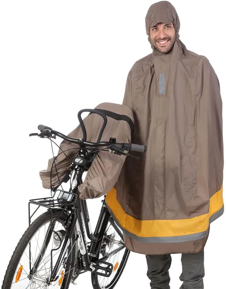 Tucano Urbano Cycling Rain Cape, Garlbaldina, Dove Grey, w/Front Bike Seat Cover