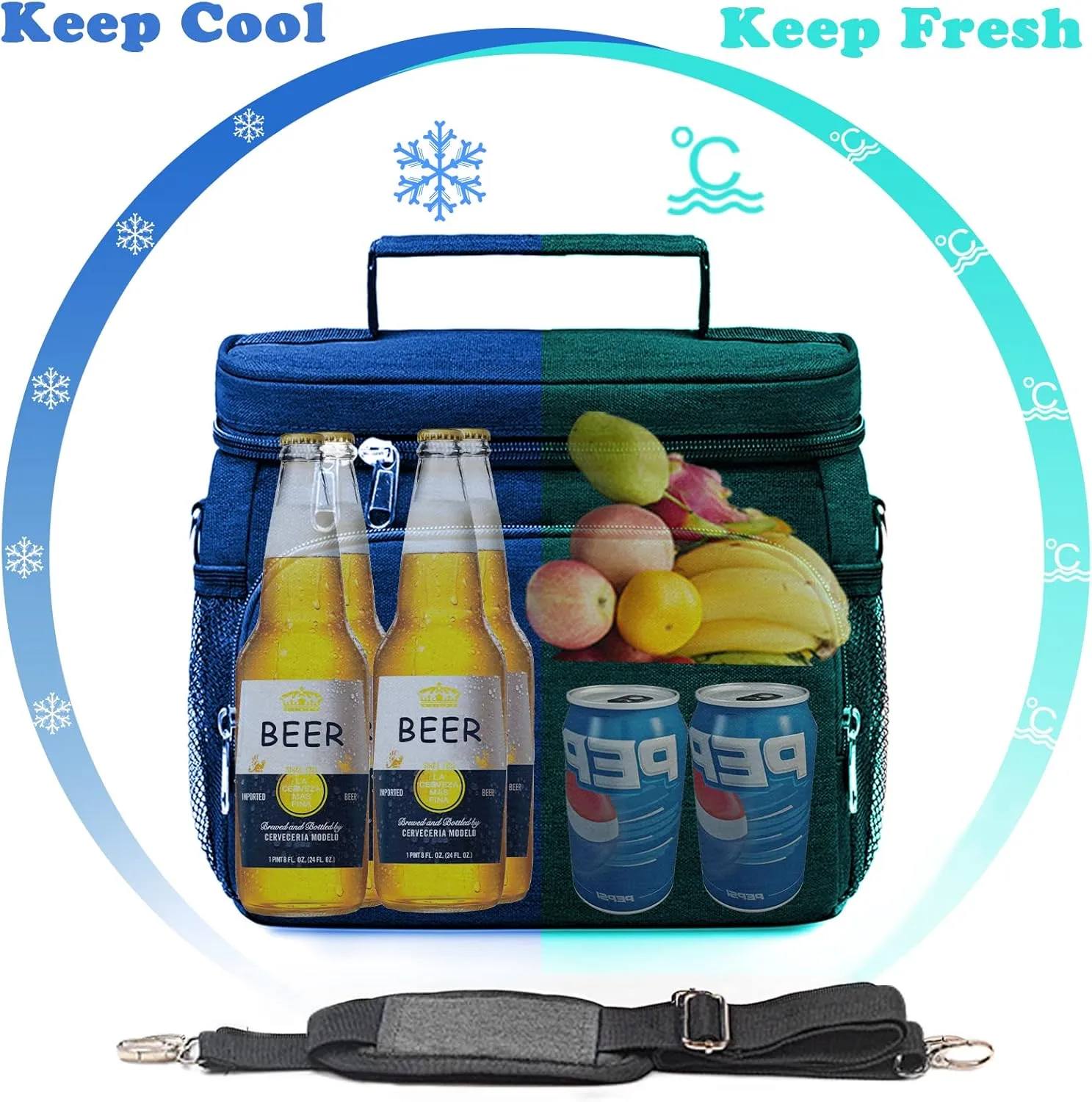 TuErcao Cooler Bag 24 Cans Leakproof Portable Collapsible Soft Cooler Small Ice Chest for Beach Camping Travel Cooler for Car, 15qt Lunch Box Cooler for Men Work Picnic