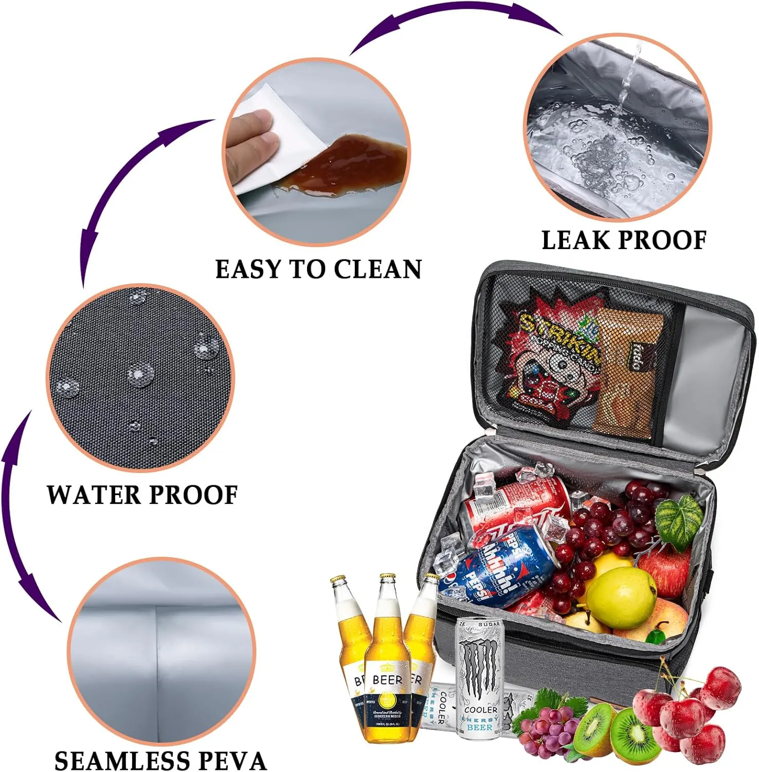 TuErcao Cooler Bag 24 Cans Leakproof Portable Collapsible Soft Cooler Small Ice Chest for Beach Camping Travel Cooler for Car, 15qt Lunch Box Cooler for Men Work Picnic
