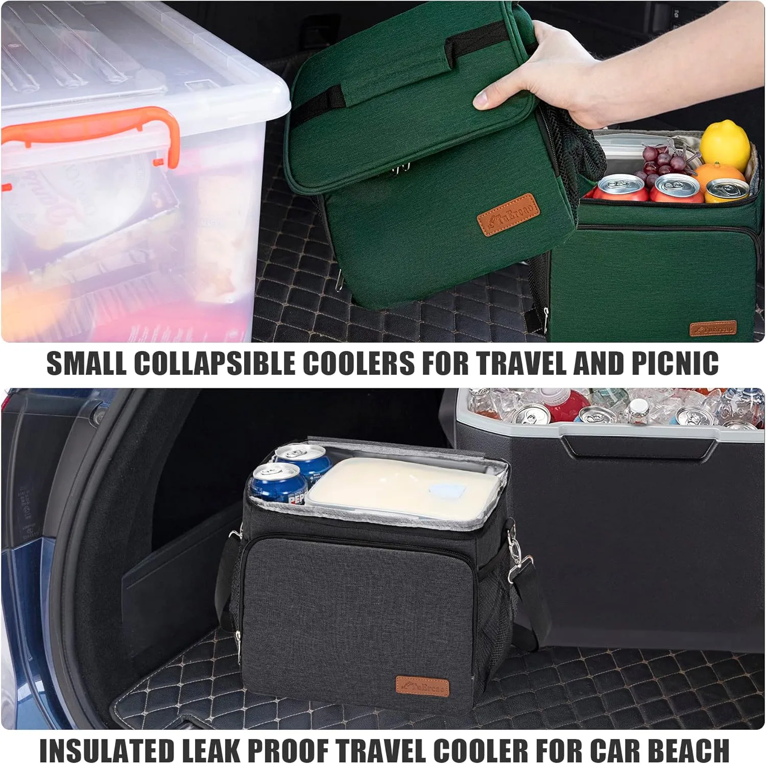 TuErcao Cooler Bag 24 Cans Leakproof Portable Collapsible Soft Cooler Small Ice Chest for Beach Camping Travel Cooler for Car, 15qt Lunch Box Cooler for Men Work Picnic