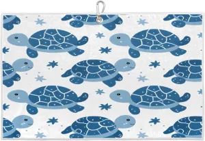 Turtle Stars Golf Towel with Heavy Duty Carabiner Clip Quick Dry Ultra Absorbent Club Ball Cleaning Towel Golf Accessories for Men Women