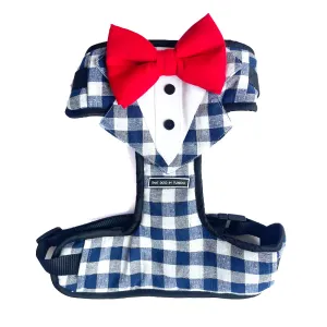 Tuxedo Dog Body Mesh Harness - Blue Checks