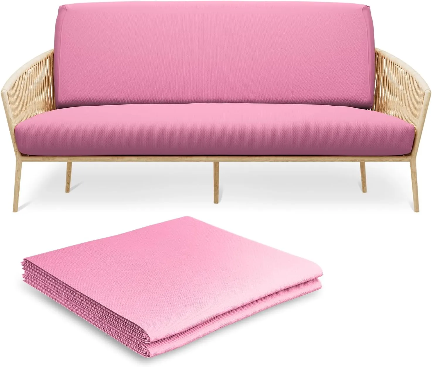 Twin Size Futon Cover, Armless Stretch Futon Cover, Sofa Slipcover Furniture Protector for Kids, Pets, Machine Washable Zippered Futon Couch Covers, Light Pink