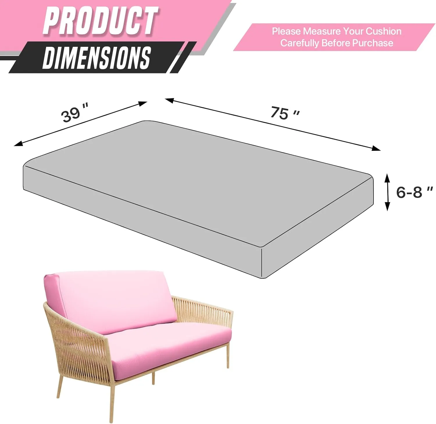 Twin Size Futon Cover, Armless Stretch Futon Cover, Sofa Slipcover Furniture Protector for Kids, Pets, Machine Washable Zippered Futon Couch Covers, Light Pink