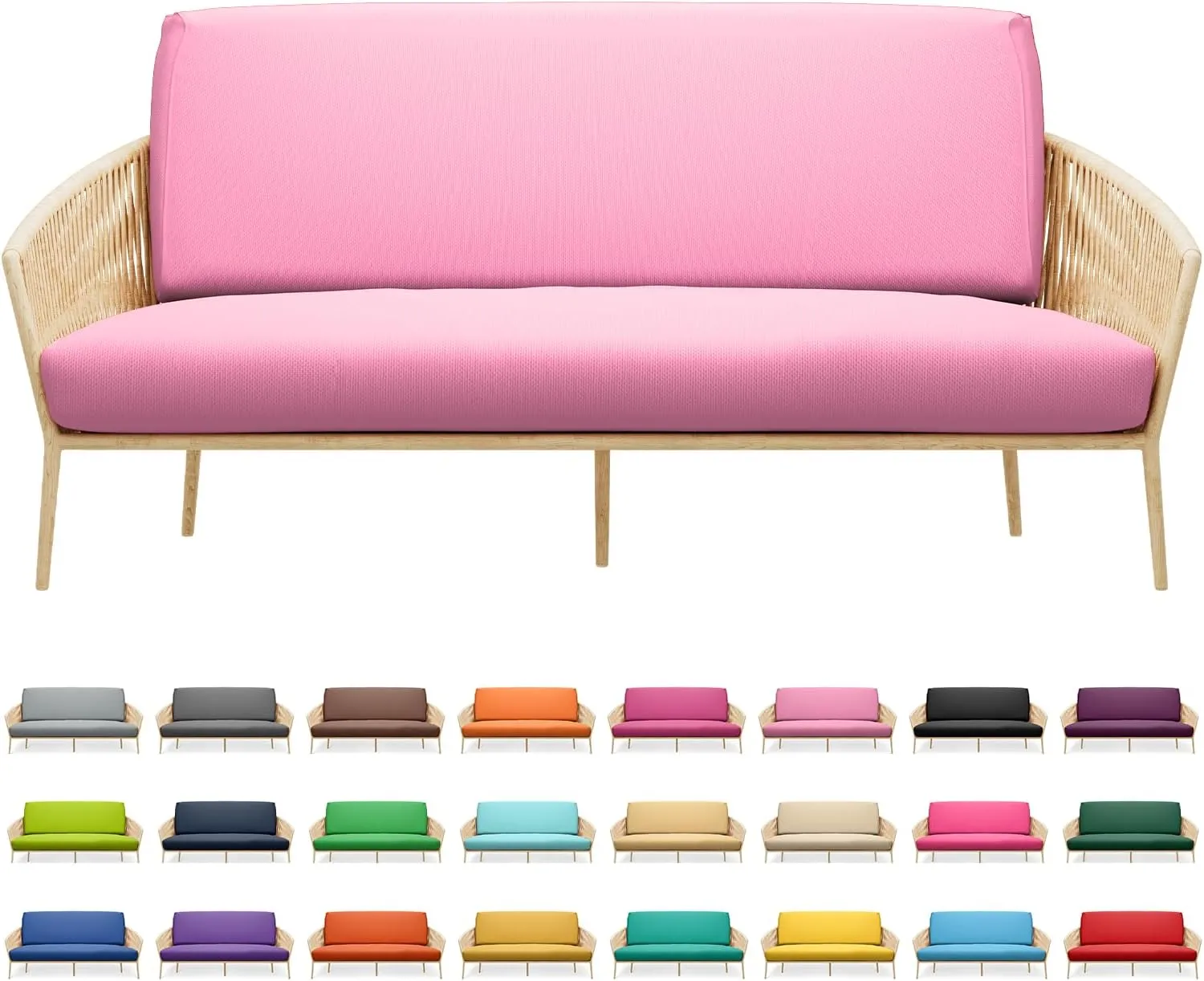 Twin Size Futon Cover, Armless Stretch Futon Cover, Sofa Slipcover Furniture Protector for Kids, Pets, Machine Washable Zippered Futon Couch Covers, Light Pink