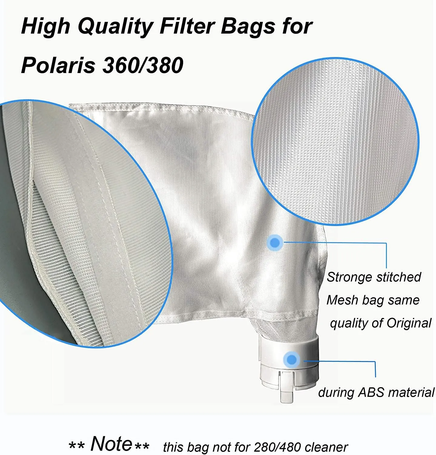 UCEDER 2 Pack Bag Replacement Fits for Polaris 360, 380 Pool Cleaner All Purpose Filter Bag for Polaris Filter Bag (Non-Zippered Bag)