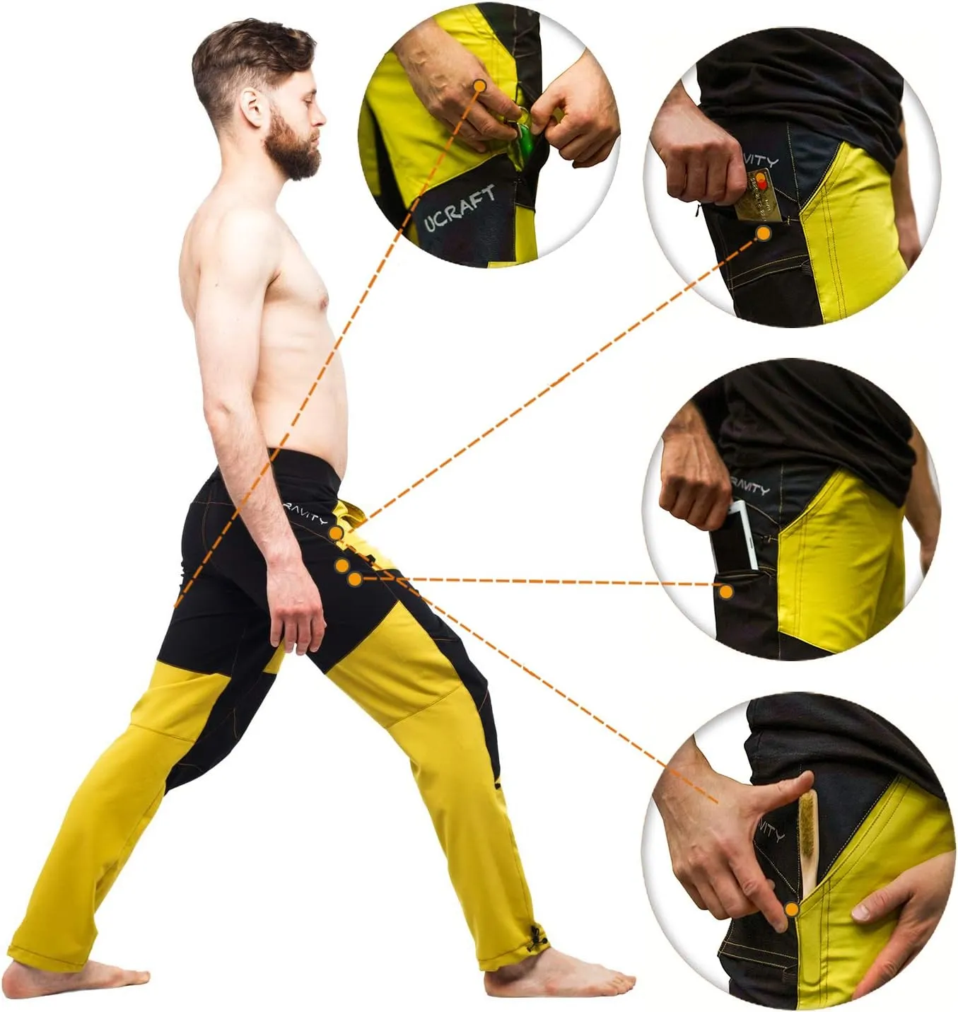 Ucraft - Anti-Gravity Climbing and Bouldering Unisex Pants, 5 Pockets, 5 Fabrics