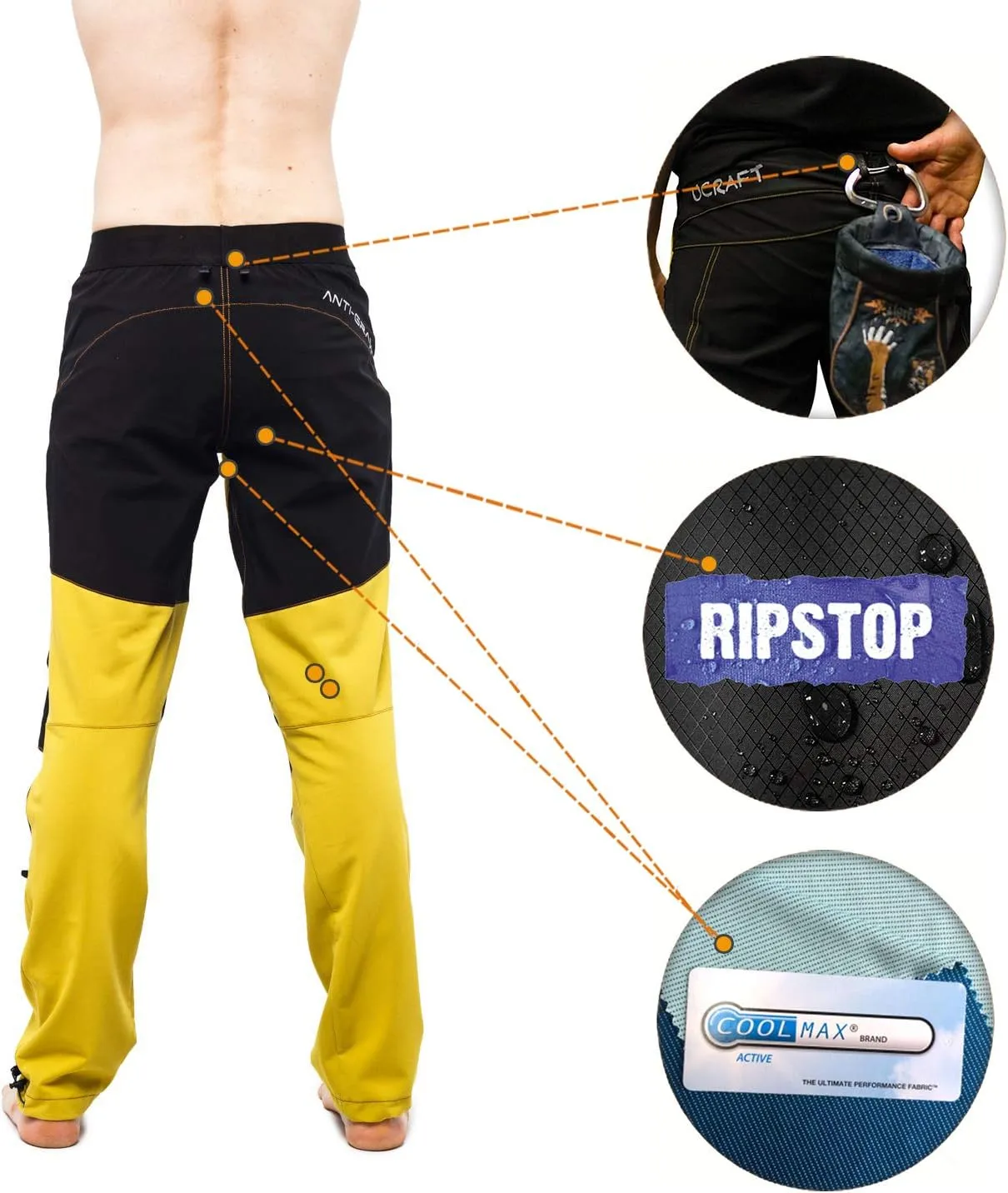 Ucraft - Anti-Gravity Climbing and Bouldering Unisex Pants, 5 Pockets, 5 Fabrics