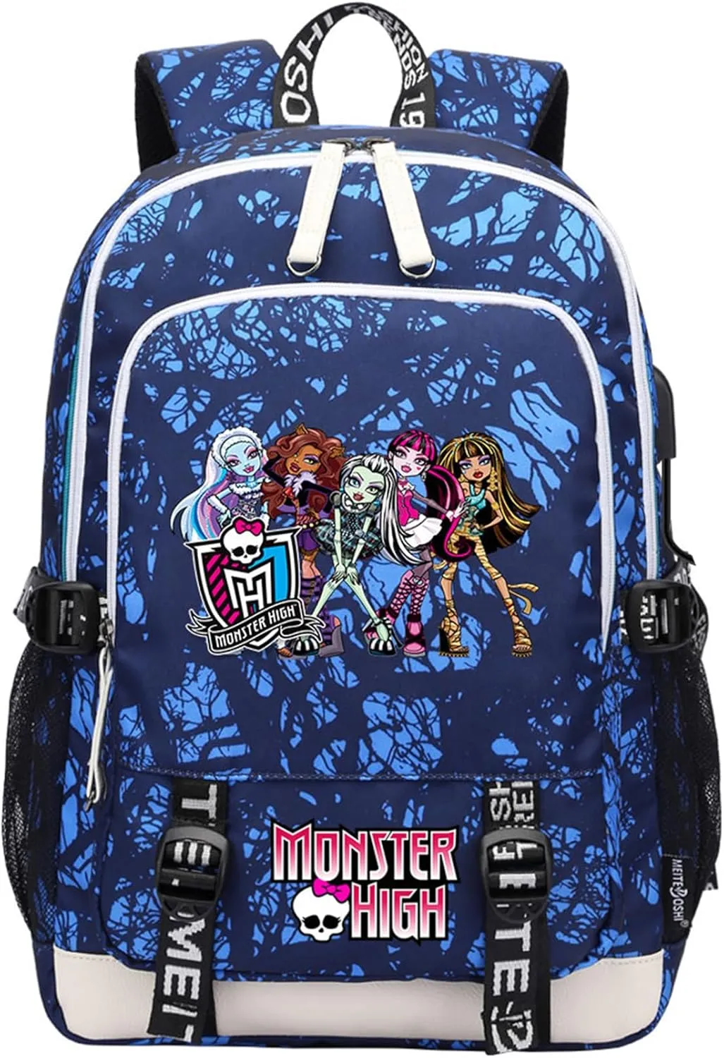 Unisex Monster High Multifunction Backpack Classic Wear Resistant Bagpack Bookbag with USB Charging/Headphone Port