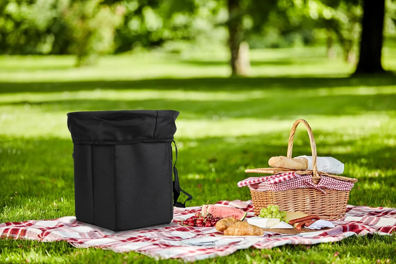 United States National Parks, Black, White 11.5 x 10.75 Inch 600D Polyester Collapsible, Foldable, Insulated Soft Cooler