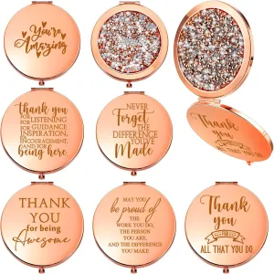 Unittype 6 Pcs Inspirational Compact Pocket Mirror Gifts for Women Small Purse Makeup Mirror Employee Appreciation Gifts for Teachers Nurse Coworkers Staff CNA Week Graduation Favors(Rose Gold)