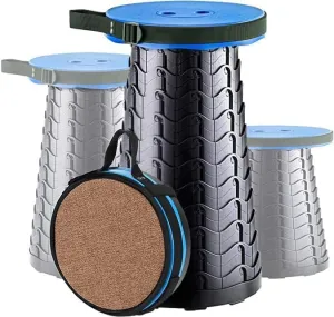 Upgraded Folding Stool with Load Capacity 400LB,Foldable Camping Stool Equipped with Soft Cushion/Durable Storage Bag and Carabiner, Portable Seat Ideal for Indoor and Outdoor Activity, Blue