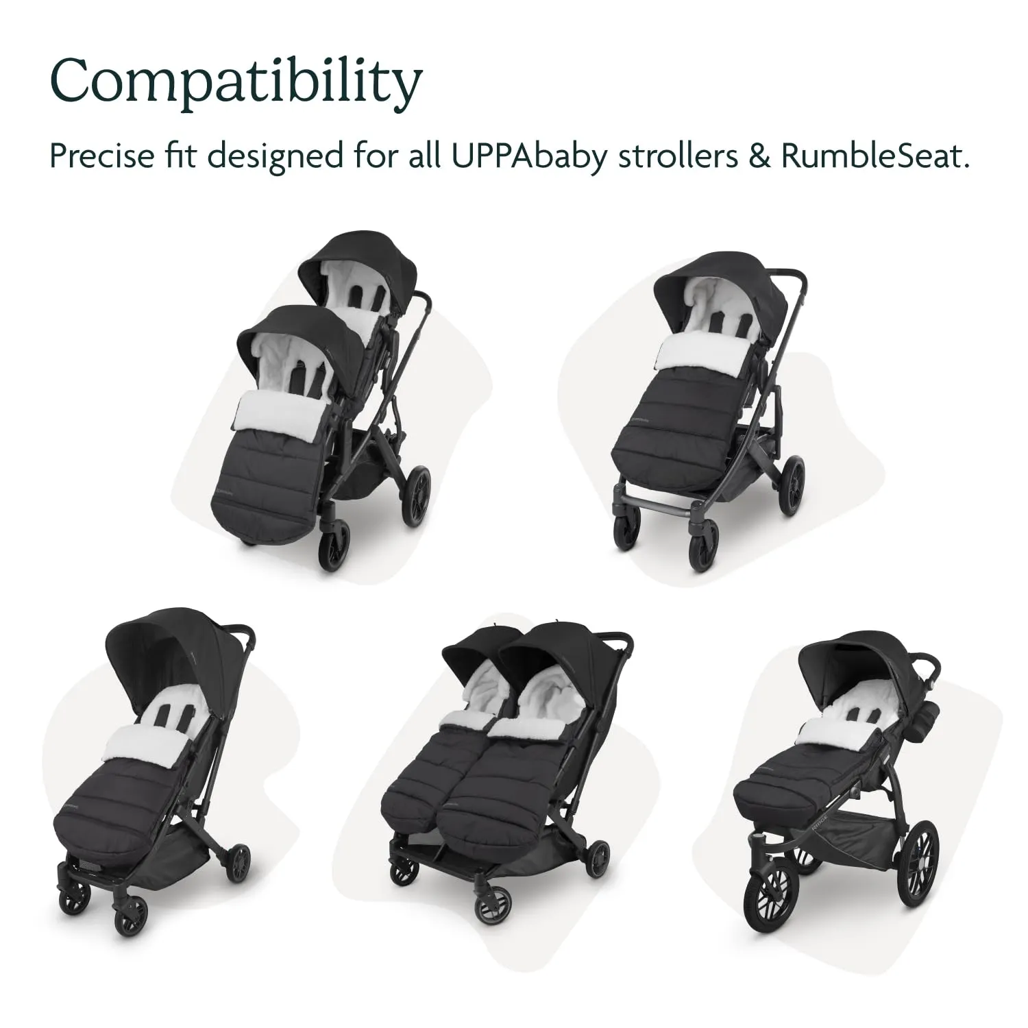 UPPAbaby CozyGanoosh Footmuff - Easily Attaches to UPPAbaby Strollers   RumbleSeat - Ultra-plush, Weather-Proof - Winter Stroller Cover - Jake (Charcoal)