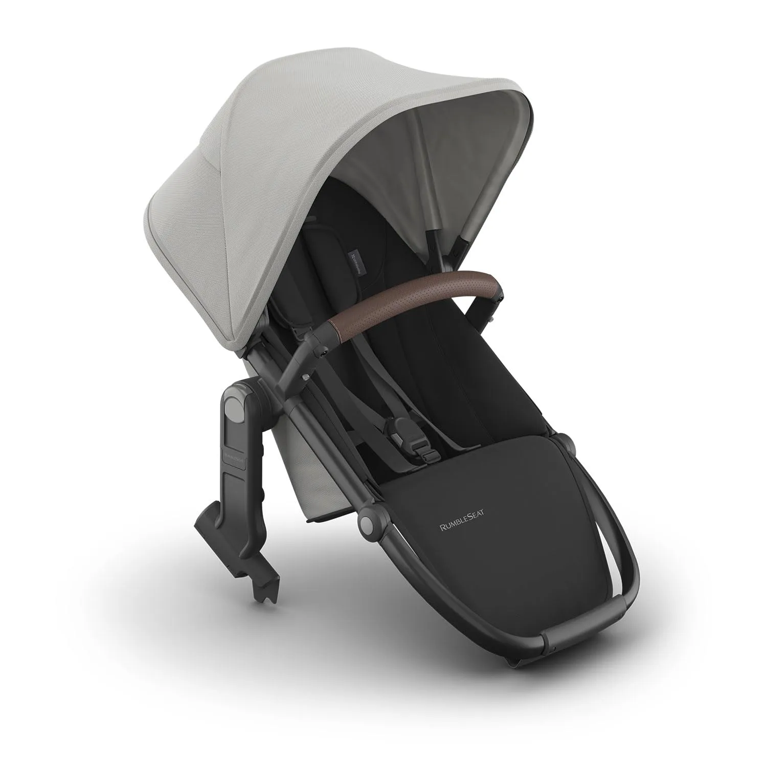 UPPAbaby RumbleSeat V3 Second Lower Seat - Compatible with Vista V2 and Vista V3 - All-Weather Seat   Magnetic Buckle – Adapters Included - Savannah (Pearl Gray Jacquard/Carbon Frame/Chestnut Leather)