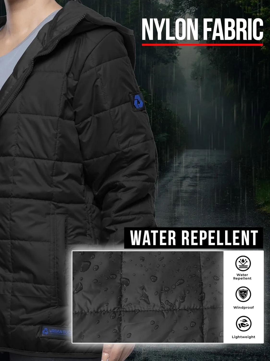 URBAN BUCK Packable Puffer Jacket Women with Hood – 32 Degree Lightweight Quilted Winter Puff Foldable Jacket for Women