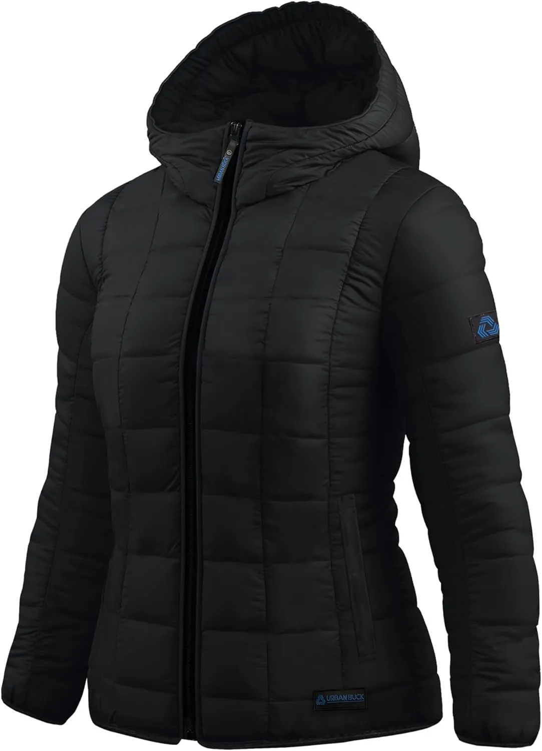 URBAN BUCK Packable Puffer Jacket Women with Hood – 32 Degree Lightweight Quilted Winter Puff Foldable Jacket for Women