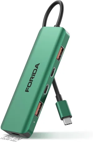 USB C Hub, 10Gbps USB 3.2 Adapter for MacBook, with 100W PD Charging, 2 USB C 3.2 Gen 2 and 2 USB A 3.2 Gen 2 Data Ports, Compatible with Surface, XPS, Samsung, Dell and More (Green)