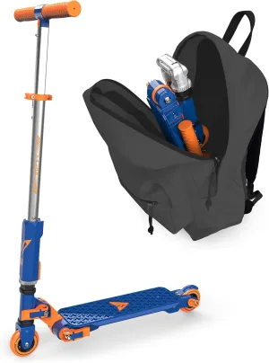 Valor Kick Scooter Toy, Ultra Compact & Lightweight Foldable Scooter Kids with ABEC7 Wheel Bearing, Outdoor Toys for Kids Ages 8-12 and Up, Blue & Orange
