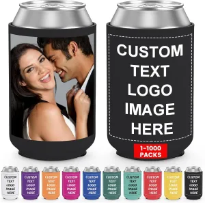 Valyria Custom Can Coolers Sleeves Bulk 24pcs Personalized Collapsible Insulated Can Cooler Drink Holder with Logo Image Text for Anniversary Wedding Birthday Party Fishing Picnics
