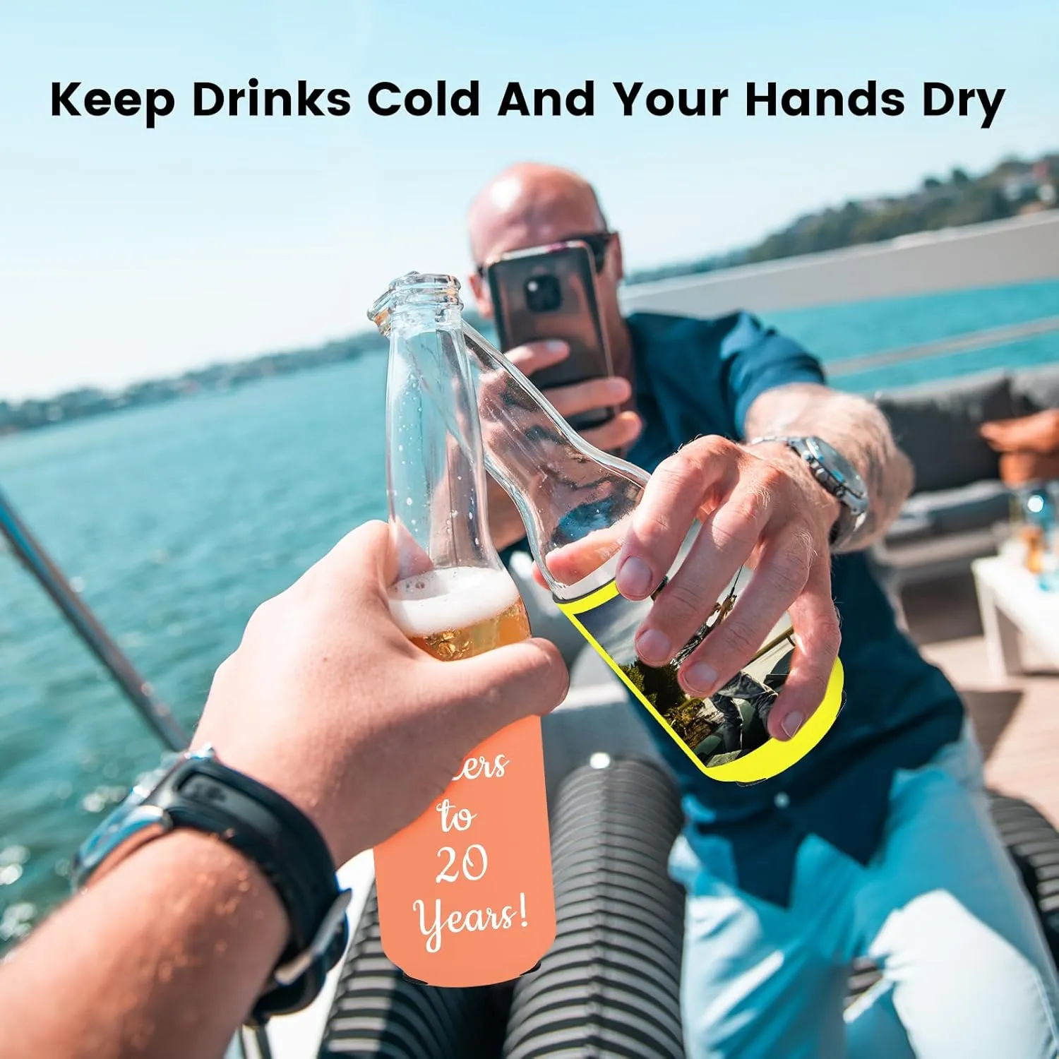 Valyria Custom Can Coolers Sleeves Bulk 24pcs Personalized Collapsible Insulated Can Cooler Drink Holder with Logo Image Text for Anniversary Wedding Birthday Party Fishing Picnics