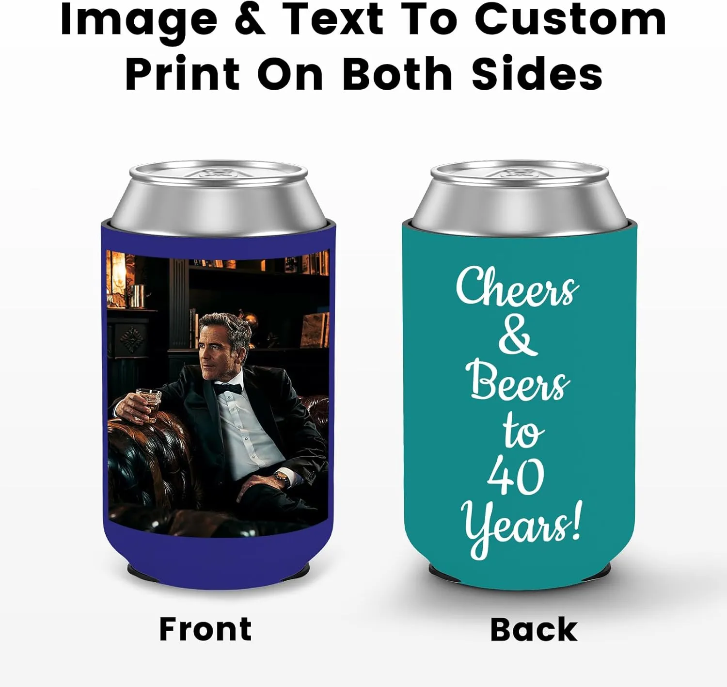 Valyria Custom Can Coolers Sleeves Bulk 24pcs Personalized Collapsible Insulated Can Cooler Drink Holder with Logo Image Text for Anniversary Wedding Birthday Party Fishing Picnics
