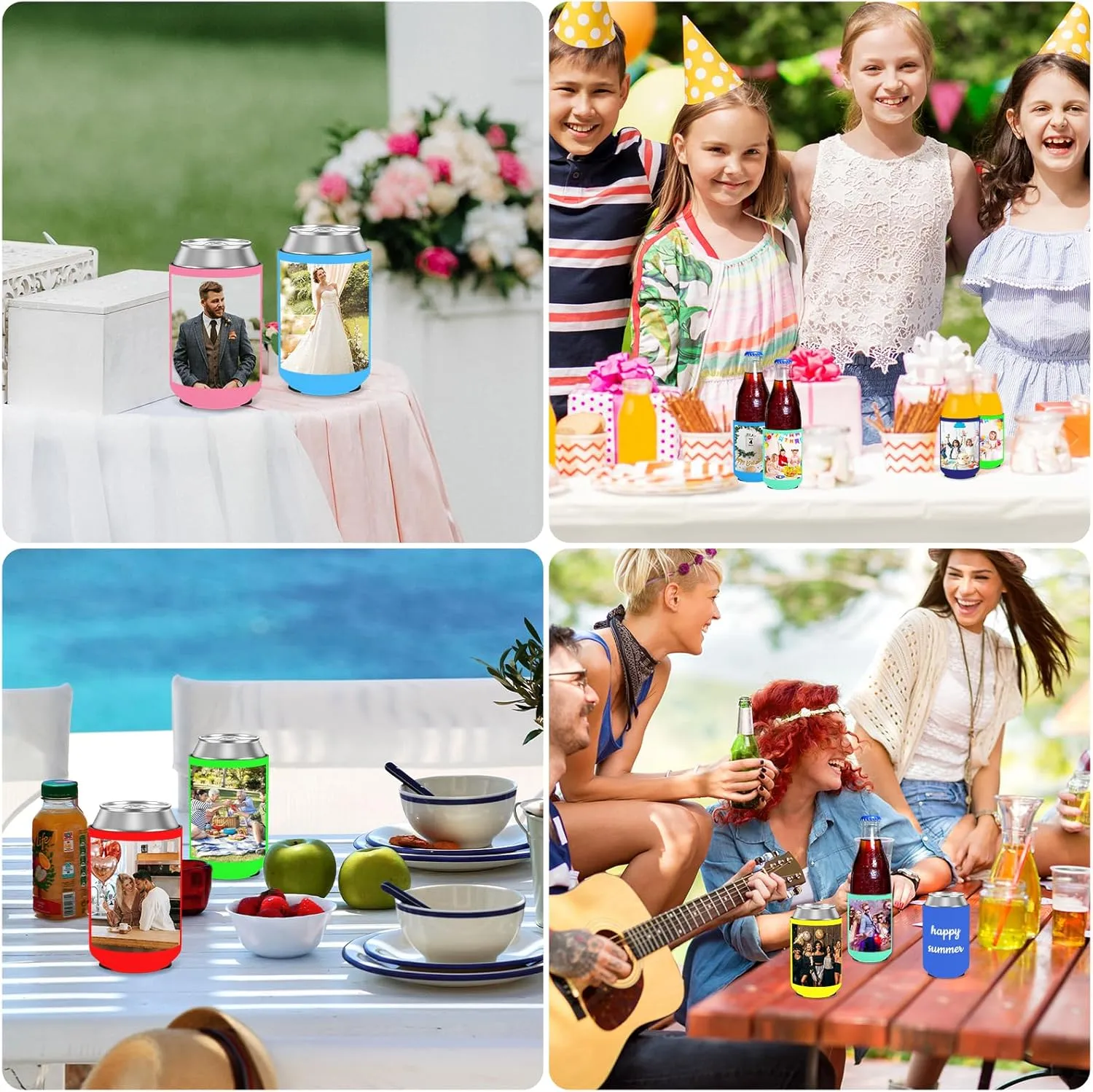 Valyria Custom Can Coolers Sleeves Bulk 24pcs Personalized Collapsible Insulated Can Cooler Drink Holder with Logo Image Text for Anniversary Wedding Birthday Party Fishing Picnics