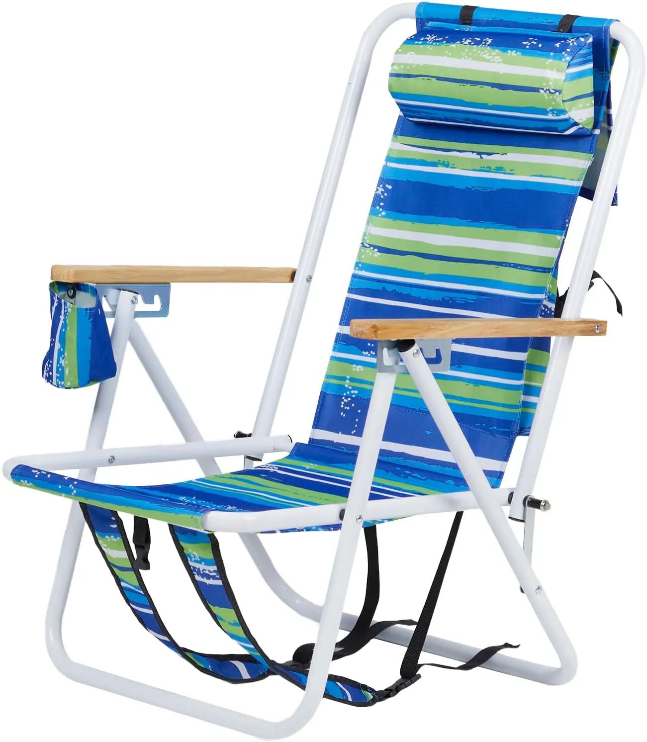 Vasitelan Outdoor Folding Beach Chairs for Adults,Compact Portable Folding Camping Chair with Backpack Straps, Support to 265LBS (Stripe)