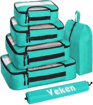 Veken 6 Set Packing Cubes for Travel Essentials, Suitcase Organizer Bags Set for Luggage, Road Trip Travel Accessories in 4 Sizes (Extra Large, Large, Medium, Small)