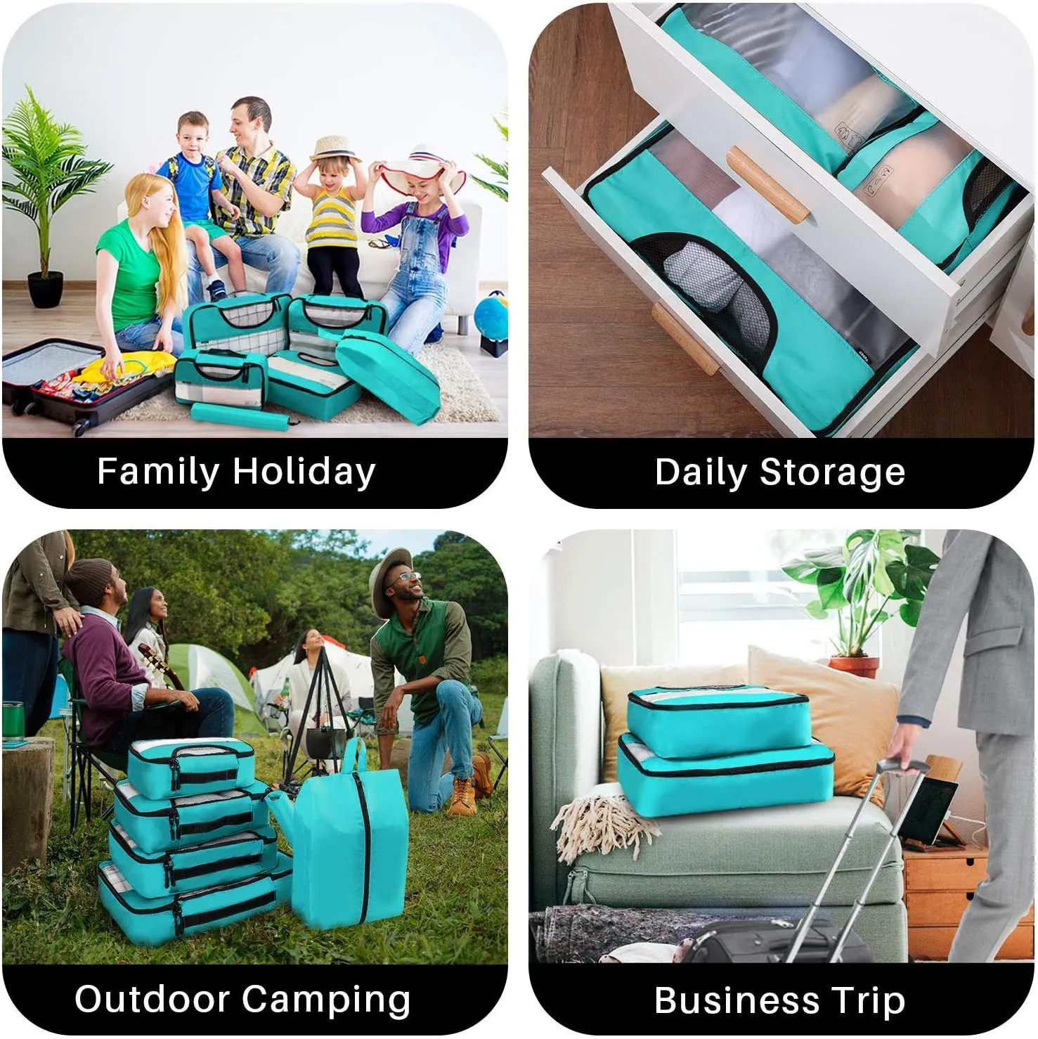 Veken 6 Set Packing Cubes for Travel Essentials, Suitcase Organizer Bags Set for Luggage, Road Trip Travel Accessories in 4 Sizes (Extra Large, Large, Medium, Small)