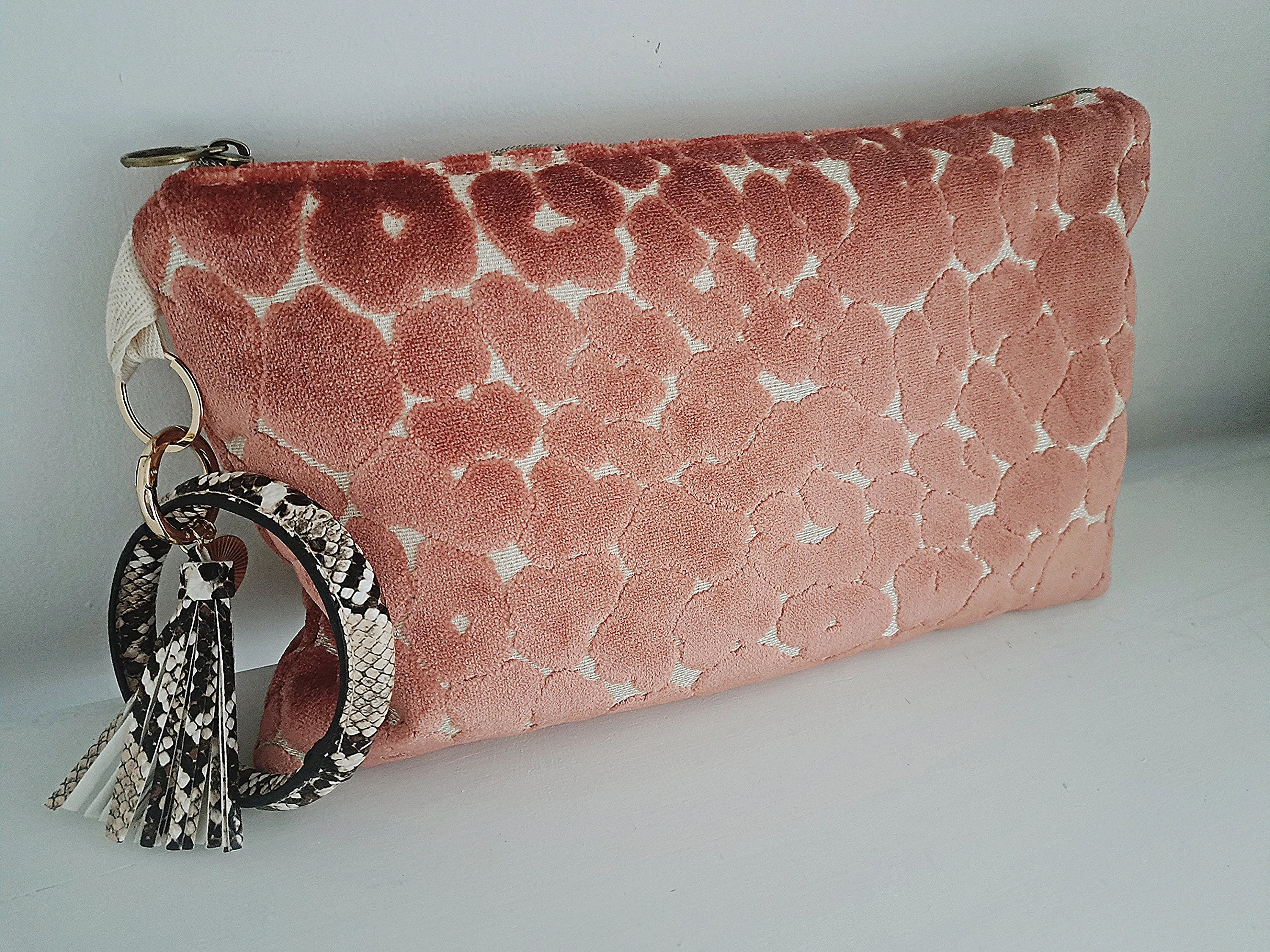 Velvet Coral Large Leapard Print Clutch Bag