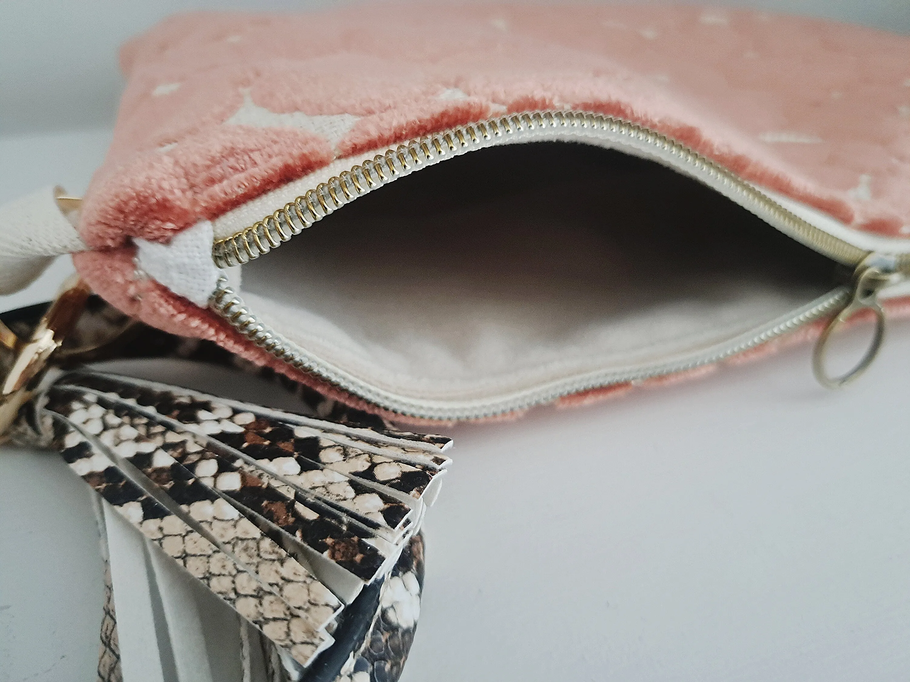 Velvet Coral Large Leapard Print Clutch Bag