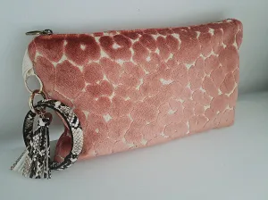 Velvet Coral Large Leapard Print Clutch Bag