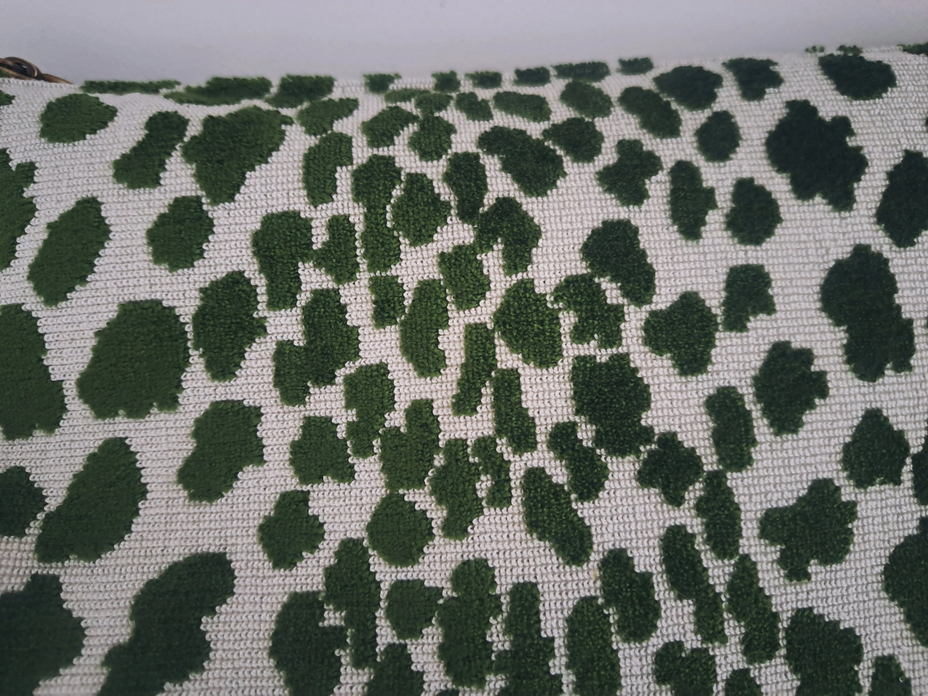 Velvet Green Leapard Print Clutch Bag
