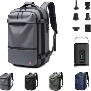 Venator Vacuum Travel Bag (60 L), Equipped with 1200 Mah Electric Air Pump, Large Capacity Travel Backpack, Anti-Theft (Gray)