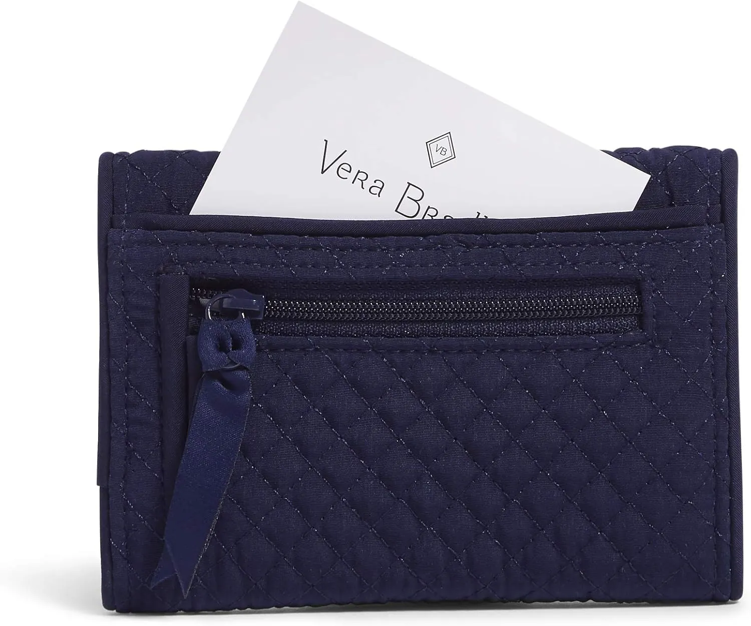 Vera Bradley Women's Microfiber Riley Compact Wallet With RFID Protection, True Navy, One Size