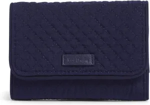 Vera Bradley Women's Microfiber Riley Compact Wallet With RFID Protection, True Navy, One Size