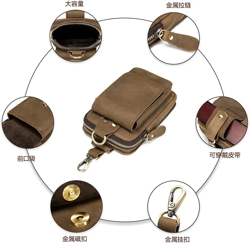 Vertical Cell Phone Waist Pouches, Men Small Tactical Duty Belt Backpack Pouch, Cell Phone Bag Carrying Case Card Holder Compact Water Resistant Utility Gadget Hanging Waist Pocket for Outdoor Sports