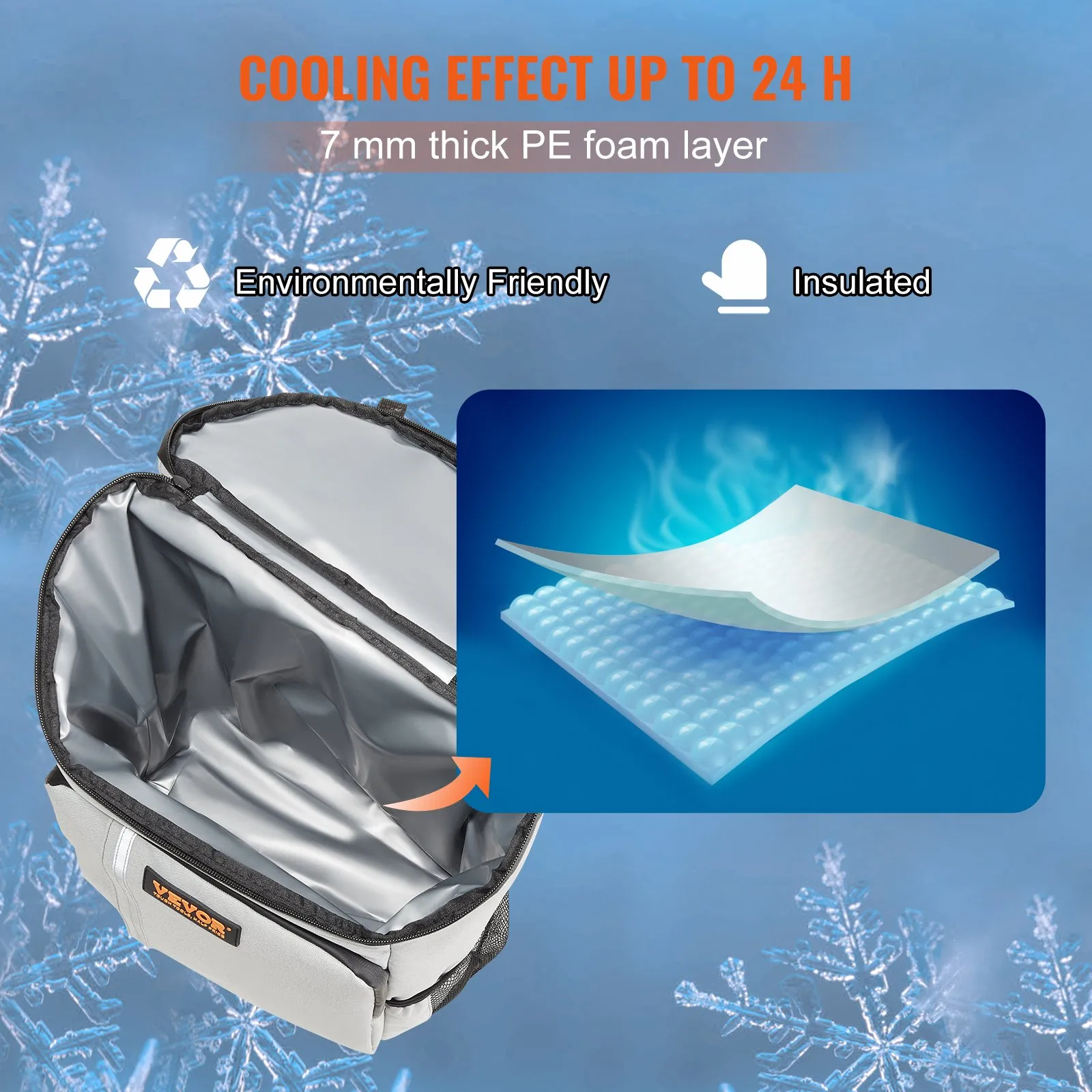 VEVOR Cooler Backpack, 28 Cans Leakproof Backpack Cooler - Waterproof, Insulated, Lightweight Beach Cooler Bag for Hiking, Camping, BBQ - Grey