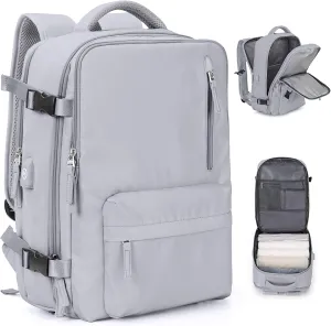 VGCUB Large Travel Backpack Bag for Women Men,Carry on Backpack,17 Inch Laptop Business Work Waterproof Backpack with Laptop Compartment,Person Item Flight Approved,Mochila de Viaje,Grey