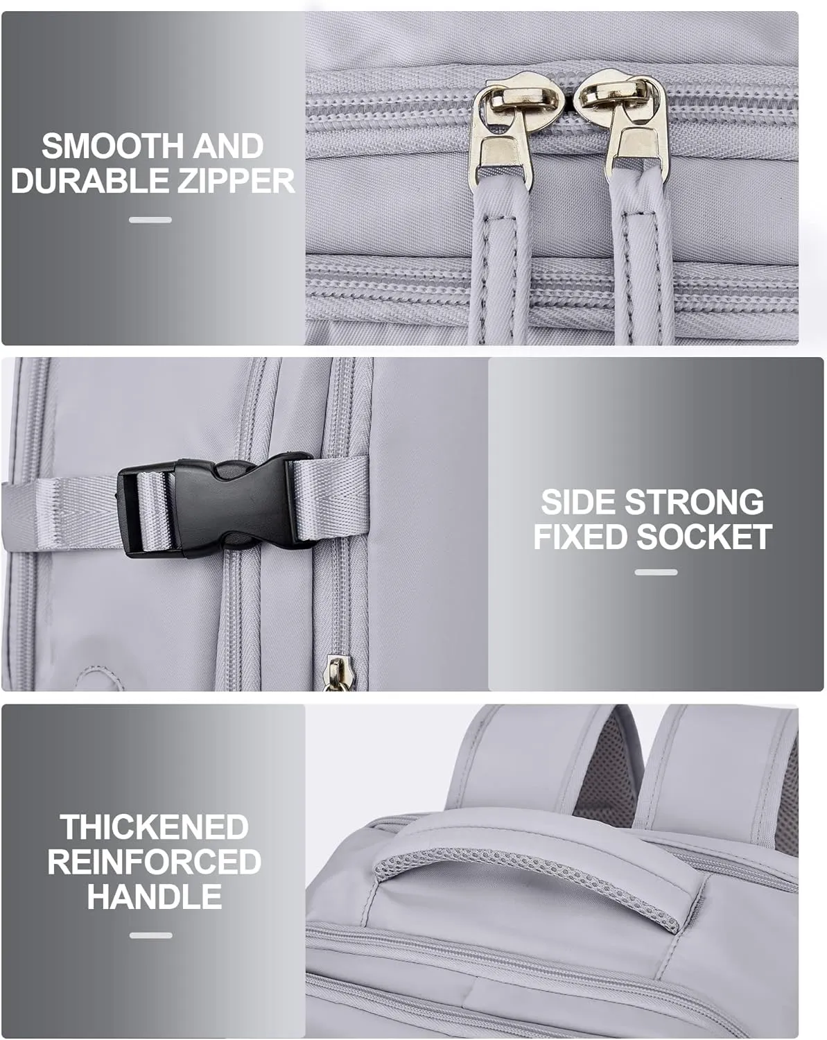 VGCUB Large Travel Backpack Bag for Women Men,Carry on Backpack,17 Inch Laptop Business Work Waterproof Backpack with Laptop Compartment,Person Item Flight Approved,Mochila de Viaje,Grey