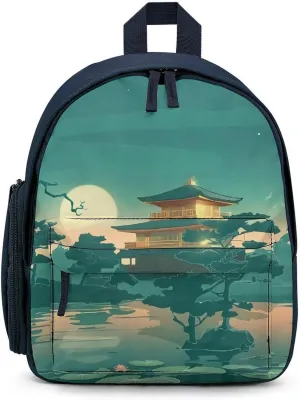 Vintage Anime Palace Moon Pond Cute Backpack Lightweight Travel Daypack Basic Notebook Bag with Pockets