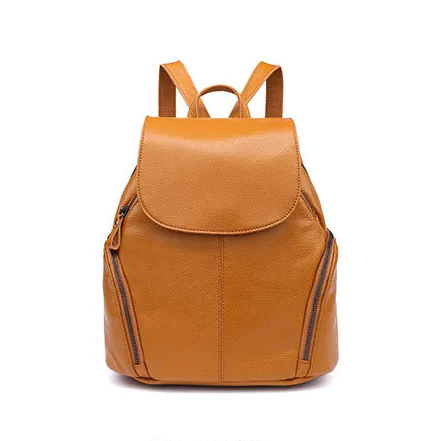 Vintage Leather Flap Zipper Small Backpack