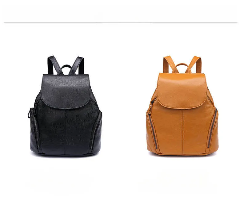 Vintage Leather Flap Zipper Small Backpack