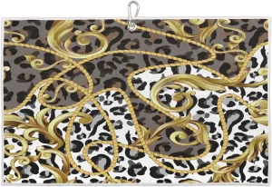Vintage Leopard Rope Golf Towel with Heavy Duty Carabiner Clip Quick Dry Ultra Absorbent Club Ball Cleaning Towel Golf Accessories for Men Women