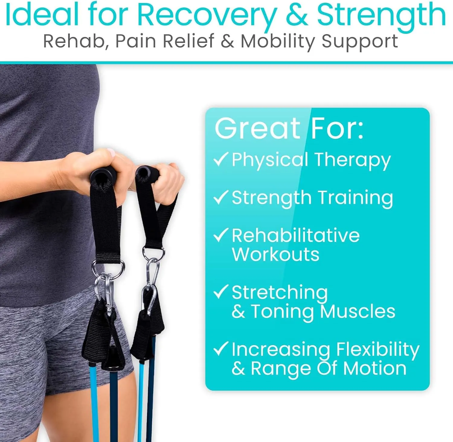 Vive Resistance Bands with Handles (11 Pcs) - Tube Rehab Band Set - Shoulder Pulley Door Anchor - 2 to 70 LBs Tension - Home Workout Elastic Fitness Equipment - Men, Women Training Therapy