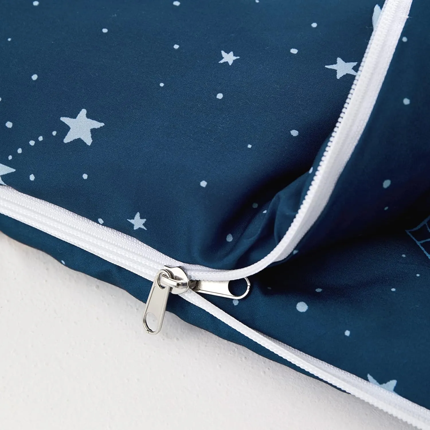 Wake In Cloud - Sleeping Bag Zippered, Nap Mat with Matching Pillow for Kids Boys Girls Sleepover Overnight Travel Slumber Bag, Rockets Stars Galaxy Space Planet on Navy Blue, 100% Soft Microfiber