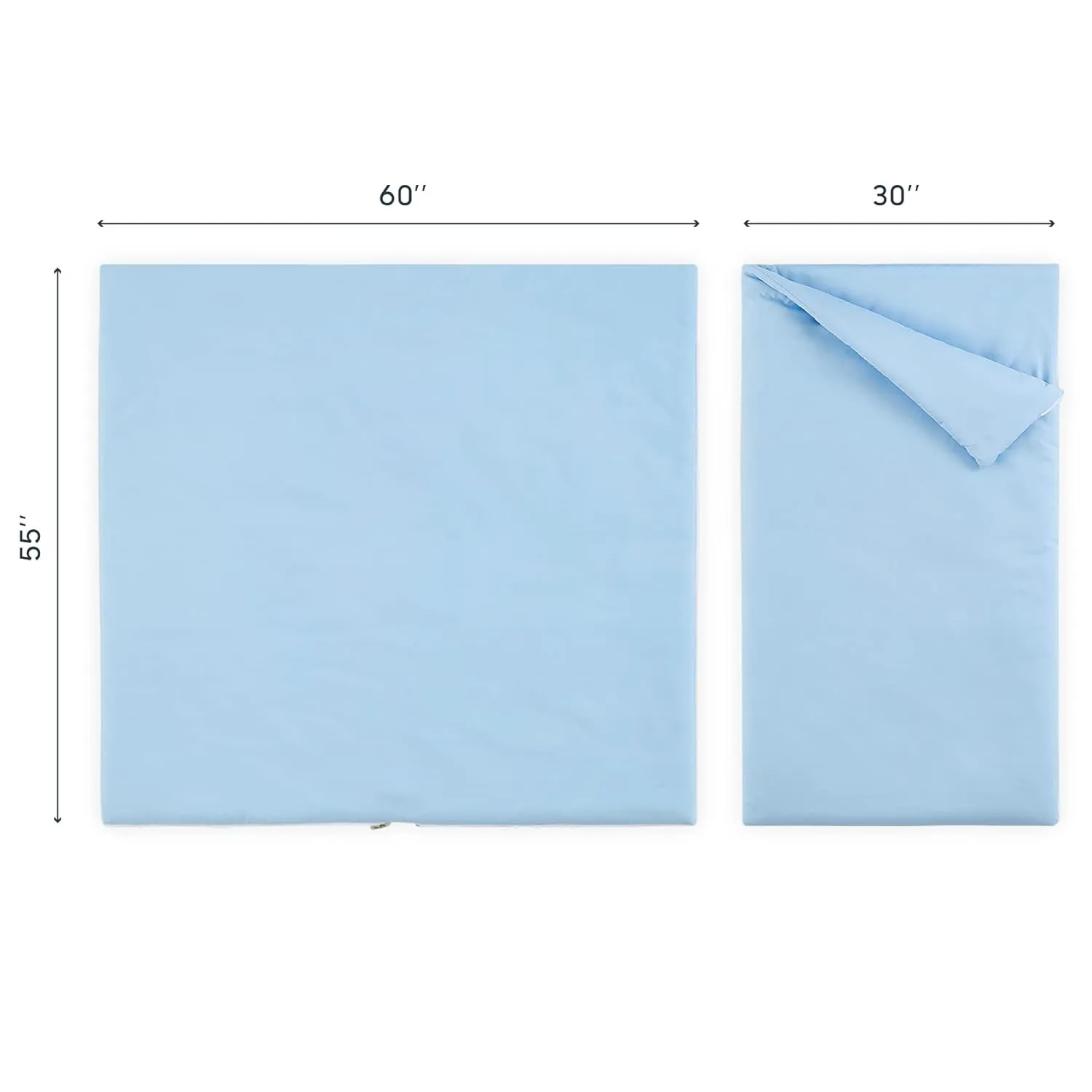 Wake In Cloud - Sleeping Bag Zippered, Nap Mat with Matching Pillow for Kids Boys Girls Sleepover Overnight Travel Slumber Bag, Solid Plain Color Light Blue, 100% Soft Microfiber